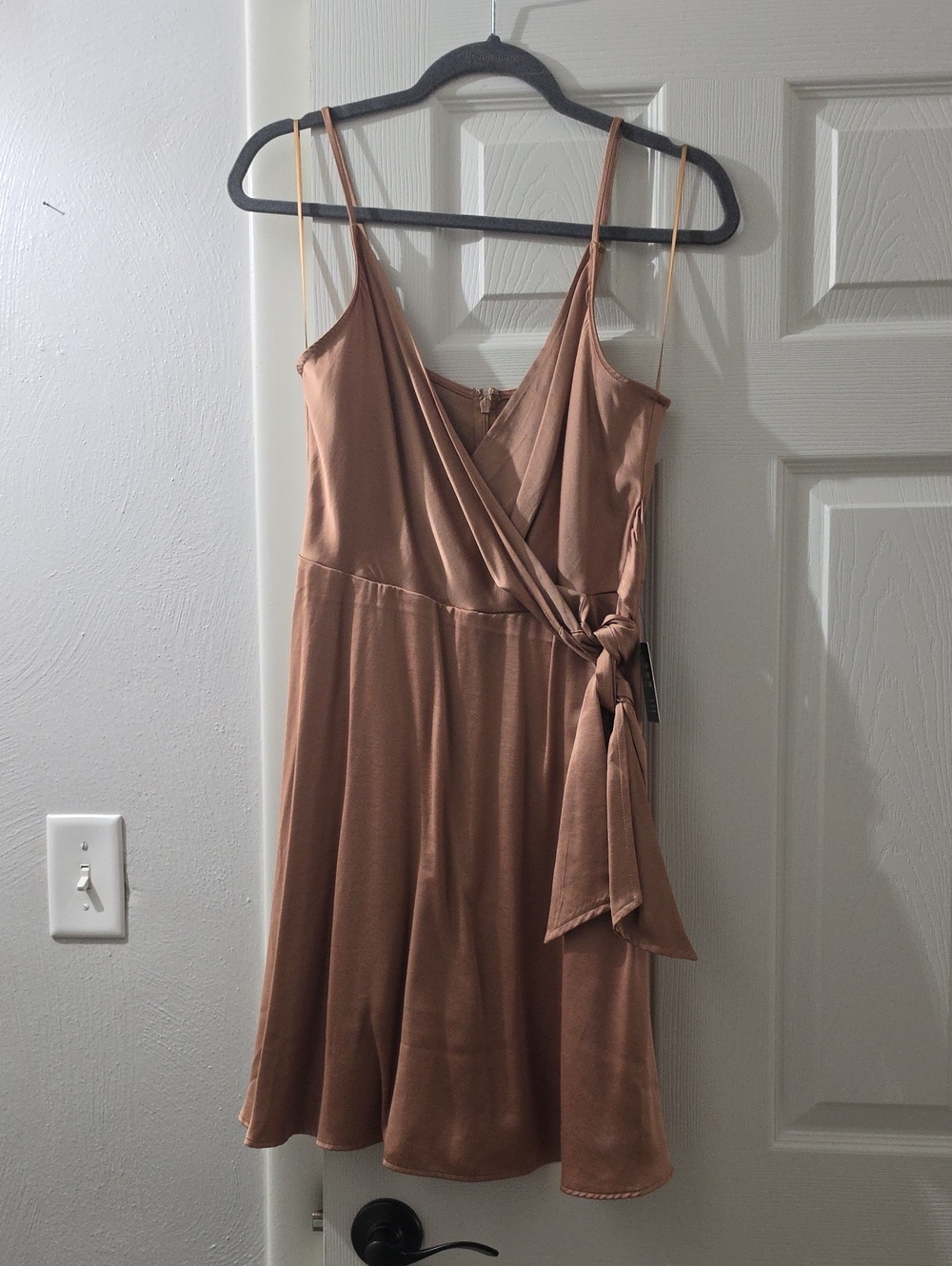 Express Mauve-Brown Wrap Mini Dress with Side Tie